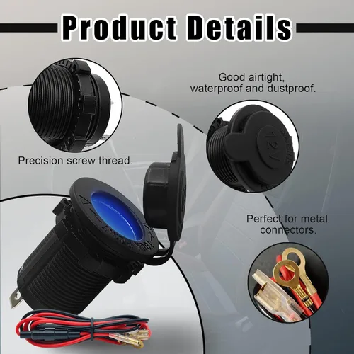 Miniatura 3 de Kit de bricolaje de enchufe de encendedor de cigarrillos de 12 V, impermeable, ATV, RV, encendedor de cigarrillos, reemplazo de toma de corriente