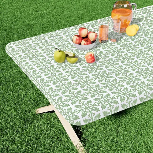 Miniatura 12 de Misaya - Mantel de vinilo rectangular, mantel elástico con respaldo de franela, 100% impermeable, cubierta de plástico para mesas plegables de 4