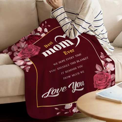 Miniatura 4 de Manta de regalo para el día de la madre, de hija, hijo, cumpleaños, San Valentín, para mamá, abuela, mujeres, Love You Best Mom Ever, suave, sofá