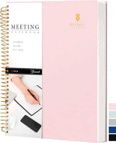 Miniatura 16 de Cuaderno de Reuniones para Trabajo con Elementos de Acción 5.5×8.5 Tapa Dura Espiral Planificador de Reuniones para Oficina Negocios Notas