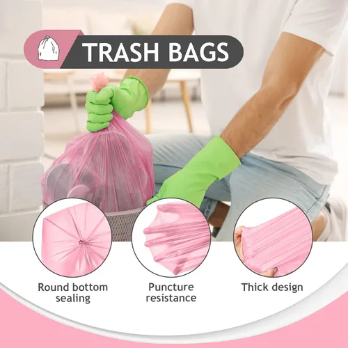 Miniatura 3 de Teivio Bolsas de basura fuertes de 2 galones, 180 unidades, bolsas de basura para baño, bolsas de plástico para oficina en casa, cocina, color rosa