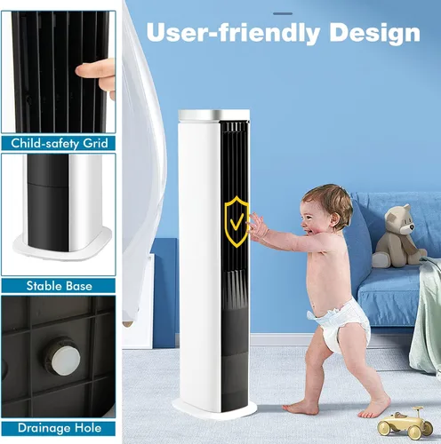 Miniatura 8 de GOFLAME Enfriador de aire evaporativo portátil, ventilador de refrigeración de aire 3 en 1 con control remoto, 4 velocidades de viento, función