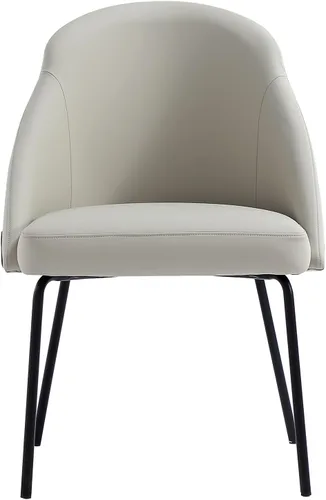 Manhattan Comfort Gracie - Juego de 1 sillas de comedor modernas de piel sintética, asiento tapizado de piel sintética, patas de acero, espuma de
