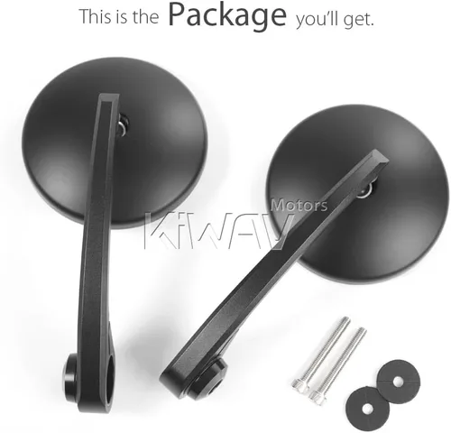 Miniatura 9 de KiWAV Espejos de extremo de barra Eclipse negro compatible con Interceptor 650