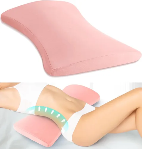 Almohada de apoyo lumbar para aliviar el dolor de espalda: almohada de espalda baja para dormir - Almohada de cintura de espuma viscoelástica - Rosa