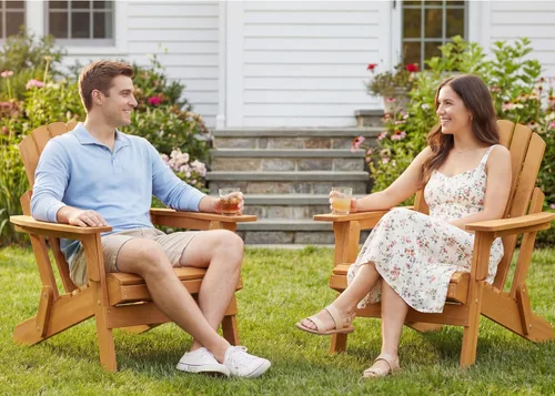 Miniatura 2 de Silla Adirondack plegable de madera de gran tamaño con respaldo y tabla de asiento premontados, silla de descanso para patio al aire libre, jardín