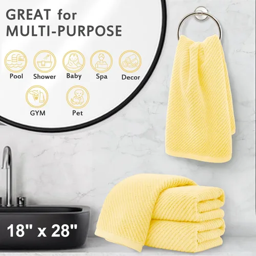 Miniatura 245 de VOOVA & MOVAS Toallas de mano blancas - 100% algodón Ligeras Gruesas Secado rápido Suaves Absorbentes, paquete de 4 piezas grandes de 18