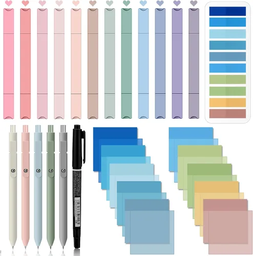 Jutom 38 piezas Kit de estudio y diario bíblico para mujeres, suministros de anotación de libros con resaltadores, pestañas, notas adhesivas,