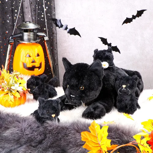 Miniatura 4 de Skylety 5 piezas de animal de peluche de gato con bebés dentro del vientre de gato embarazada mamá gatita con 4 lindos gatitos de peluche esponjosos