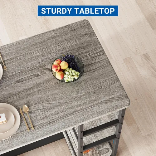 Miniatura 4 de GarveeHome Juego de mesa de comedor para 2, mesa de cocina de altura de mostrador con 2 taburetes de bar tapizados, mesa de comedor y sillas