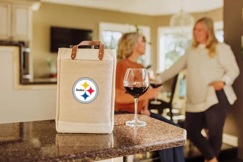 Miniatura 2 de PICNIC TIME NFL Pinot - Jute 2 Bottle Insulated Wine Bag - Wine Tote Bag - Wine Gift Bag, (Beige)