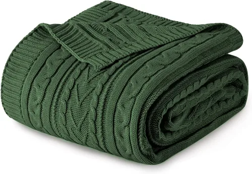 Miniatura 17 de Aormenzy - Manta de punto trenzado azul polvo para sofá, cama, sillón, manta de acrílico tejida, manta suave y acogedora, 50 x 60 pulgadas