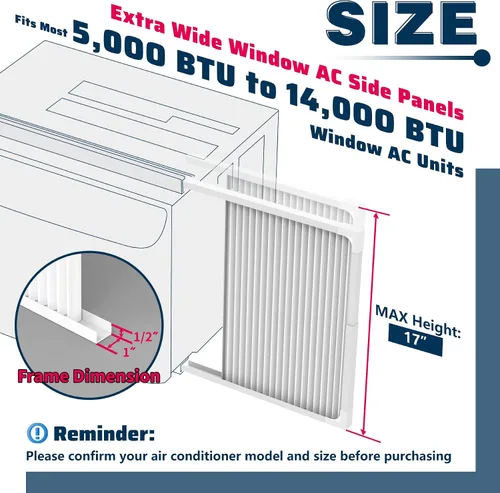 Miniatura 2 de Paneles laterales de aire acondicionado de ventana ajustables con juego de marco, paneles laterales de CA extra anchos para unidades de CA de 5000 a