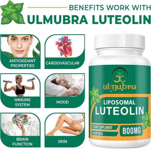 Miniatura 4 de Ulmubra Suplemento de luteolina liposomal de 800 MG, máxima absorción, suplemento antioxidante premium para el cerebro y el bienestar general, 120