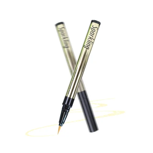 Music Flower Delineador de ojos, delineador de ojos líquido impermeable con punta de precisión, delineadores de ojos metálicos brillantes Dorado