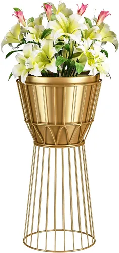 Soporte de metal para plantas con maceta de 12 pulgadas – Soporte decorativo de metal para plantas de interior, soporte dorado para plantas moderno,