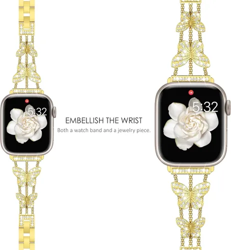 Miniatura 2 de NewWays for Apple Watch Band Series 11 10 46mm 42mm Series 9/8/7 41mm 45mm Series 6/5/4 40mm 44mm Series 3 42mm 38mm Women, Sparkling Bling Diamonds