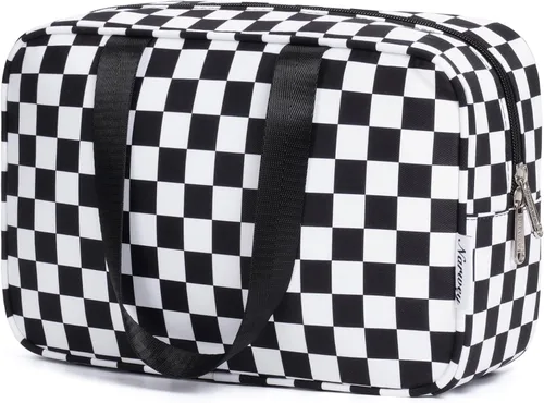 Miniatura 9 de Narwey Neceser de tamaño completo, bolsa de cosméticos grande, bolsa de maquillaje de viaje, organizador para mujeres y niñas, A-Negro, L, Bolsa