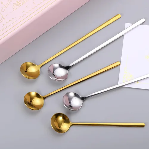 Miniatura 4 de uxcell 6 cucharas de café de acero inoxidable de 5 pulgadas, mini cucharadita de café para café, postre, helado, pastel, dorado, 6