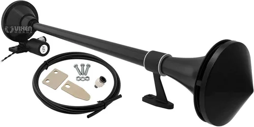 Miniatura 3 de Vixen Horns Bocina de tren para barco/camión/automóvil. Bocina de aire impermeable negra doble trompeta + cubierta. Db súper fuerte. Acabado