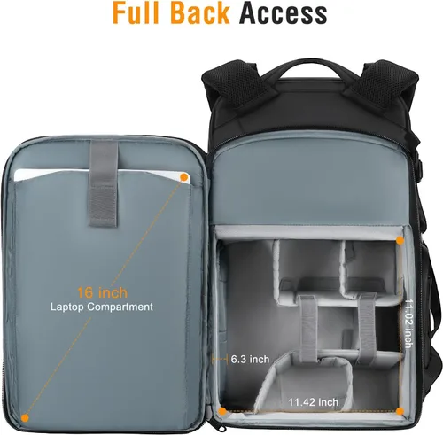 Miniatura 2 de MOSISO Mochila para cámara DSLR/SLR/SLR/sin espejo, gran bolsa para cámara con bolsillo frontal con solapa frontal, mochila de fotografía de acceso