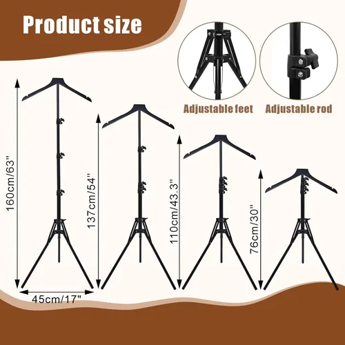 Miniatura 2 de Paquete de 2 soportes de exhibición ajustables para camisas de 32 a 63 pulgadas, soporte plegable de metal para torso con base de trípode resistente