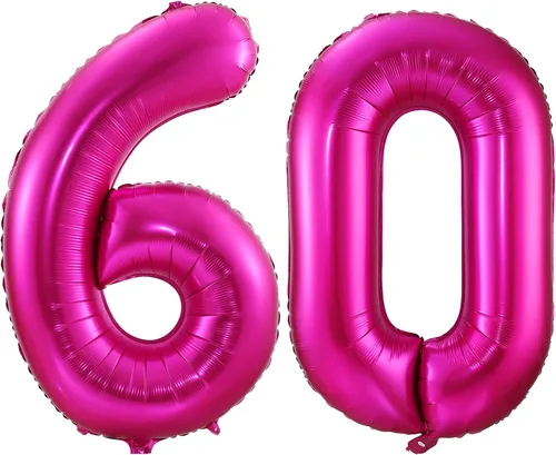 Miniatura 20 de Globo de cumpleaños de 40 pulgadas de color rosa intenso con el número 0, globos grandes de Mylar para fiesta de cumpleaños, aniversario, festival