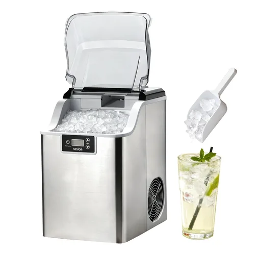 Miniatura 10 de VEVOR Máquina de hielo para encimera, 44 libras por día, máquina portátil autolimpiante con cuchara, máquina de hielo de pepita con hielo masticable