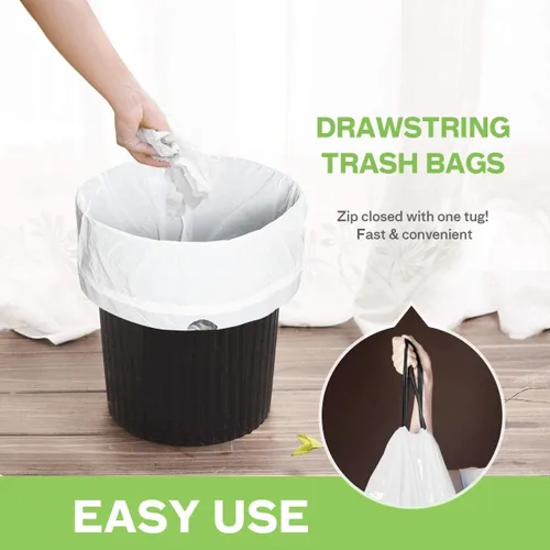 Miniatura 68 de Bolsas de basura de 7 galones, 100 unidades, bolsas de basura con cordón resistentes de Teivio, bolsas para papeleras de baño, bolsas de plástico