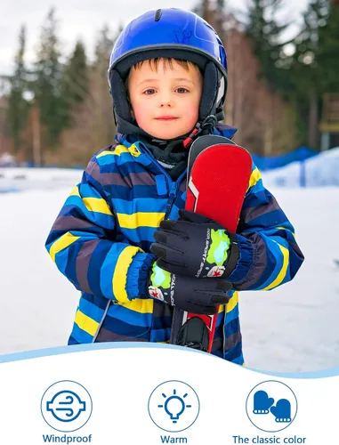 Miniatura 4 de 2 pares de guantes de invierno para niños, guantes de esquí impermeables para niños y niñas, guantes de nieve, accesorio cálido para esquí, patinaje