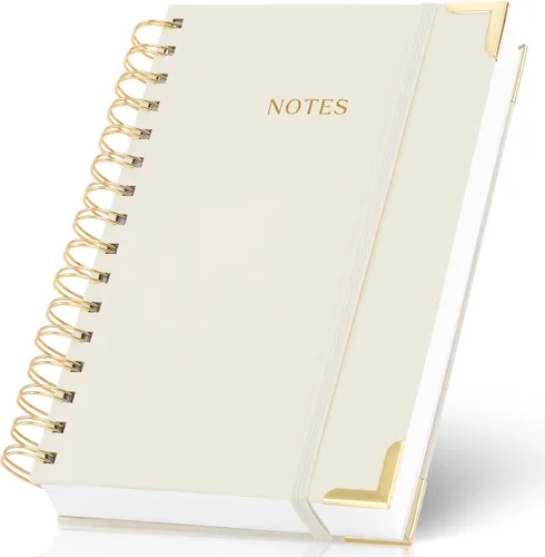 Miniatura 13 de Cuaderno en Espiral Grueso con Portada de Lino Moderno para Mujeres en Formato B5 - Cuaderno de Notas Rayado para la Universidad con 300 Páginas