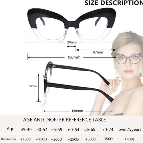 Miniatura 5 de Paquete de 3 lentes de lectura estilo Oprah, con bloqueo de luz azul para computadora con ojo de gato para mujer