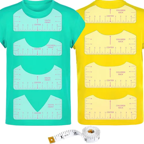 Miniatura 9 de 12 piezas de guía de regla de camisetas para alineación de vinilo, accesorios de medición de camisetas, herramientas para prensa de calor Cricut