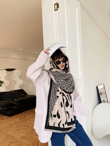 Miniatura 6 de iCuviy Bufanda grande de moda para invierno, chales y envolturas para mujer, extra suave, sensación de cachemira, bufandas frías para mujer