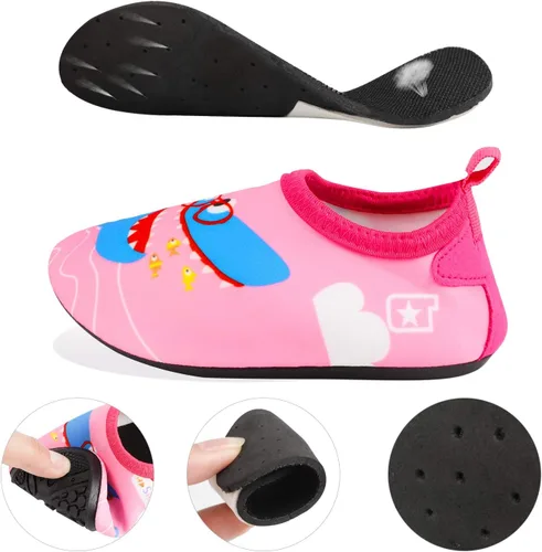Miniatura 5 de TAGVO Zapatos de agua para niños y niñas, antideslizantes, zapatos de natación de piel descalza, calcetines acuáticos, para playa, natación