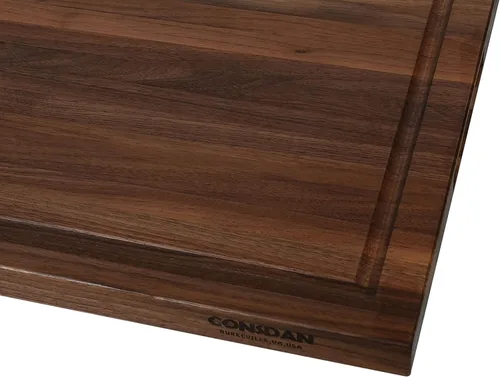 Miniatura 4 de CONSDAN Tabla de cortar de nogal para cocina, madera dura cultivada en EE.UU., 20 x 15 pulgadas, con asa interior invisible, preacabada con aceite