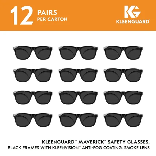 Miniatura 2 de KleenGuard™ V30 Maverick™ - Gafas de seguridad (49311), con revestimiento antivaho KleenVision™, lentes ahumadas, montura negra, gafas de sol unisex