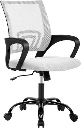 BestOffice Silla de oficina ergonómica de malla para computadora, soporte lumbar, taburete ejecutivo ajustable, silla giratoria con ruedas para