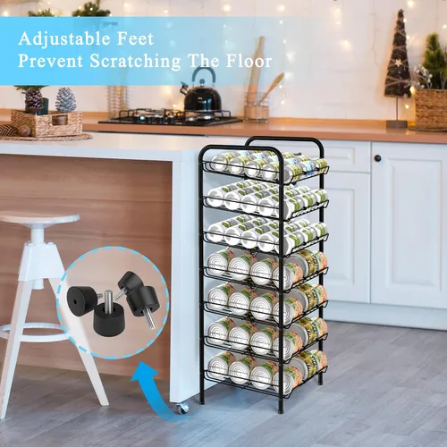 Miniatura 4 de Vrisa Organizador de latas para despensa, organizador de latas de 7 niveles, dispensador de almacenamiento de latas de metal, con capacidad