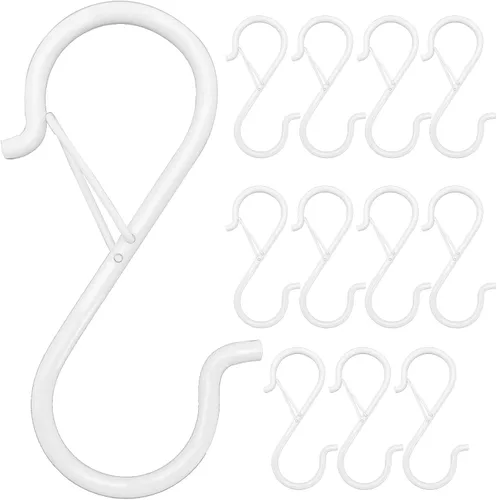 Miniatura 10 de 12 piezas de ganchos en S para colgar, ganchos de clóset resistentes de 3.5 pulgadas con hebilla de seguridad, ganchos de clóset para colgar