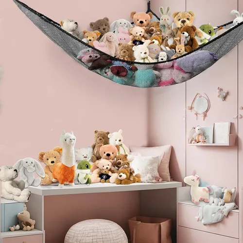 Miniatura 2 de Hamaca de red de animales de peluche, organizador grande de almacenamiento de juguetes, hamaca de almacenamiento para niños, guardería, dormitorio