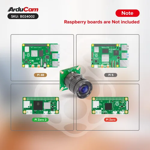 Miniatura 6 de Arducam Cámara IMX477 Pi HQ para Raspberry Pi 5, viene con una lente CS de longitud focal de 1/2.3 pulgadas de 0.236 in, ampliamente compatible