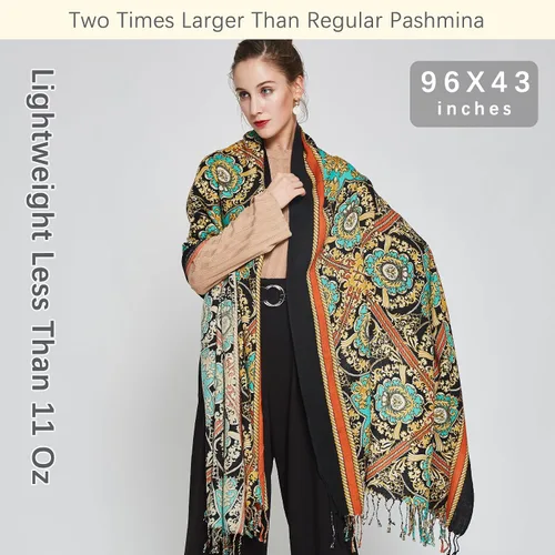 Miniatura 29 de DANA XU Manta de pashmina extragrande 100% de lana merina, bufanda de viaje, bufanda de cachemira para mujer, otoño e invierno, chal de gran