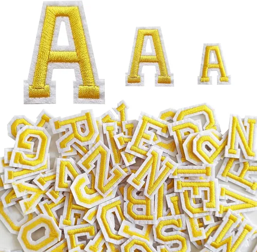 Miniatura 14 de Parches de letras para planchar de 1.3 pulgadas, 78 piezas, parches bordados del alfabeto A-Z para ropa, chaquetas, sombreros, mochilas, jeans