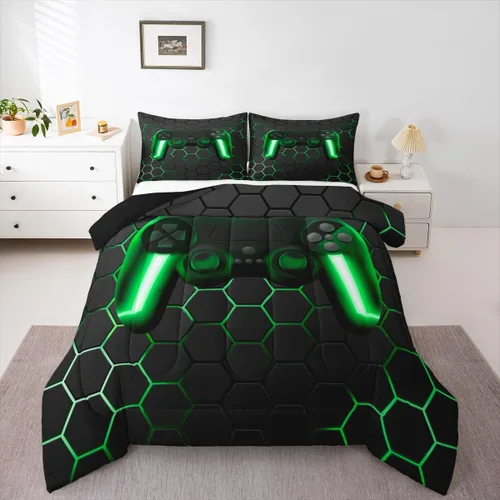 Miniatura 26 de Edredón de videojuegos para niños y adolescentes, juego de ropa de cama individual, juego de edredón para niños y jugadores, decoración del hogar