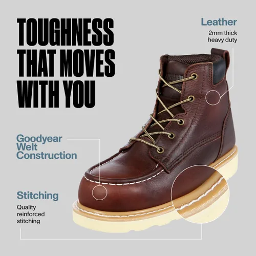 Miniatura 4 de EverBoots - Botas de trabajo con punta de acero, resistentes a la abrasión y al aceite, botas de cuña con puntera tipo mocasín, de piel aceitada