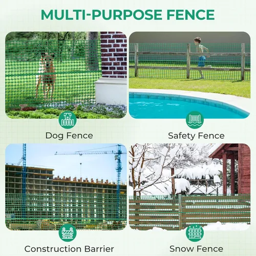 Miniatura 6 de Ohuhu Valla de nieve de plástico para jardín, 4 x 100 pies/15 libras, rollo de valla de seguridad reutilizable resistente con bridas de cremallera