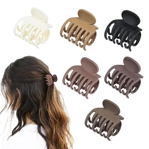 Miniatura 11 de DEEKA Clips de cabello pequeñas con garras para cabello fino, paquete de 4, fila doble de dientes, 4 cm de diámetro, tamaño mediano, mate
