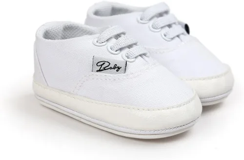 Miniatura 3 de Tenis de lona unisex para bebés, niños y niñas, suela de goma suave, tobillo alto, zapatos de cuna para niños pequeños