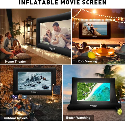Miniatura 2 de Pantalla de Proyector Inflable, Pantalla de Película Inflable de 16 Pies para Proyector Exterior, Diseño de Una Pieza de Fácil Instalación